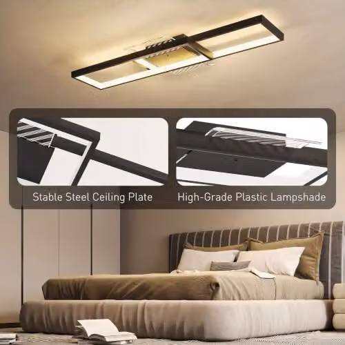 HOMCOM Modern Dimmable LED Ceiling Light with Remote Control, Black – 3