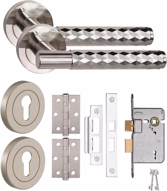 Golden Grace Nickel Plated Silver Door Handle Set