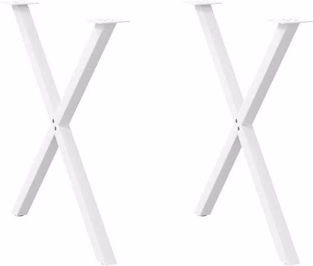 Berkfield Home X-Shaped Dining Table Legs in White Steel, Height: 70-73 cm (Set of 2)