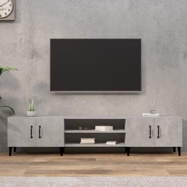 Berkfield Home Modern TV Cabinet in Concrete Grey, W: 180 cm, D: 31.5 cm, H: 40 cm – 1