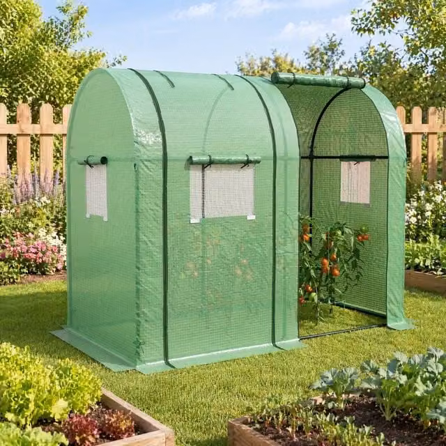 STILVORA Two-Room Green Greenhouse with 4 Mesh Windows and Roller, Green, W/D/H: 185 x 150 x 94 cm – 1