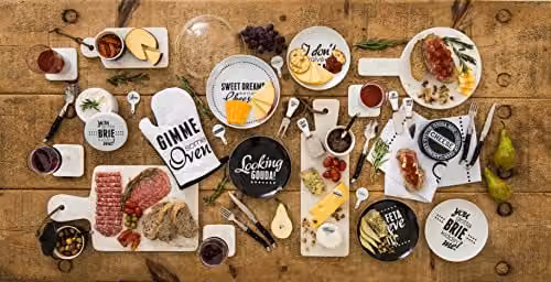 Orsina Set of 4 Porcelain Cheese Slogan Side Plates, Black and White – 5