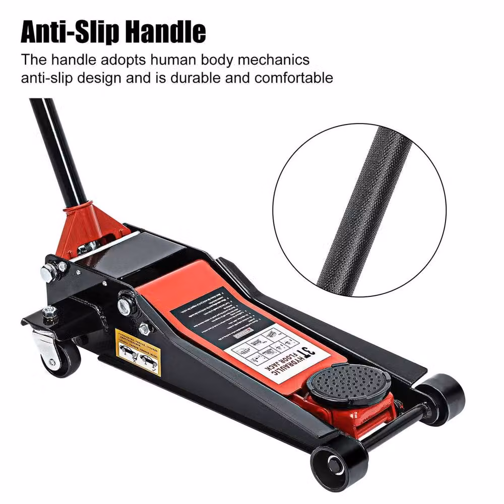 NESTLUNE 3 Ton Compact Hydraulic Steel Trolley Jack in Black, W/D/H: 100 x 40 x 26.25 cm – 6