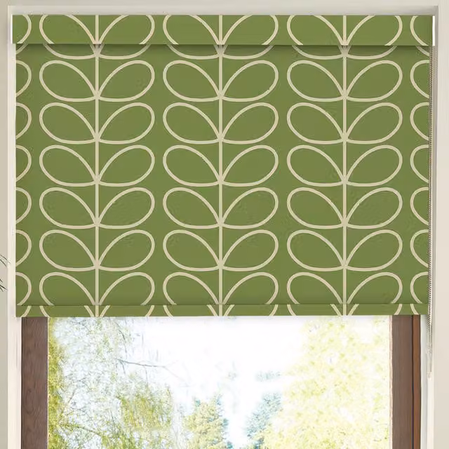 Orla Kiely Jumbo Linear Stem Translucent Made to Measure Roller Blind in Chalky Green