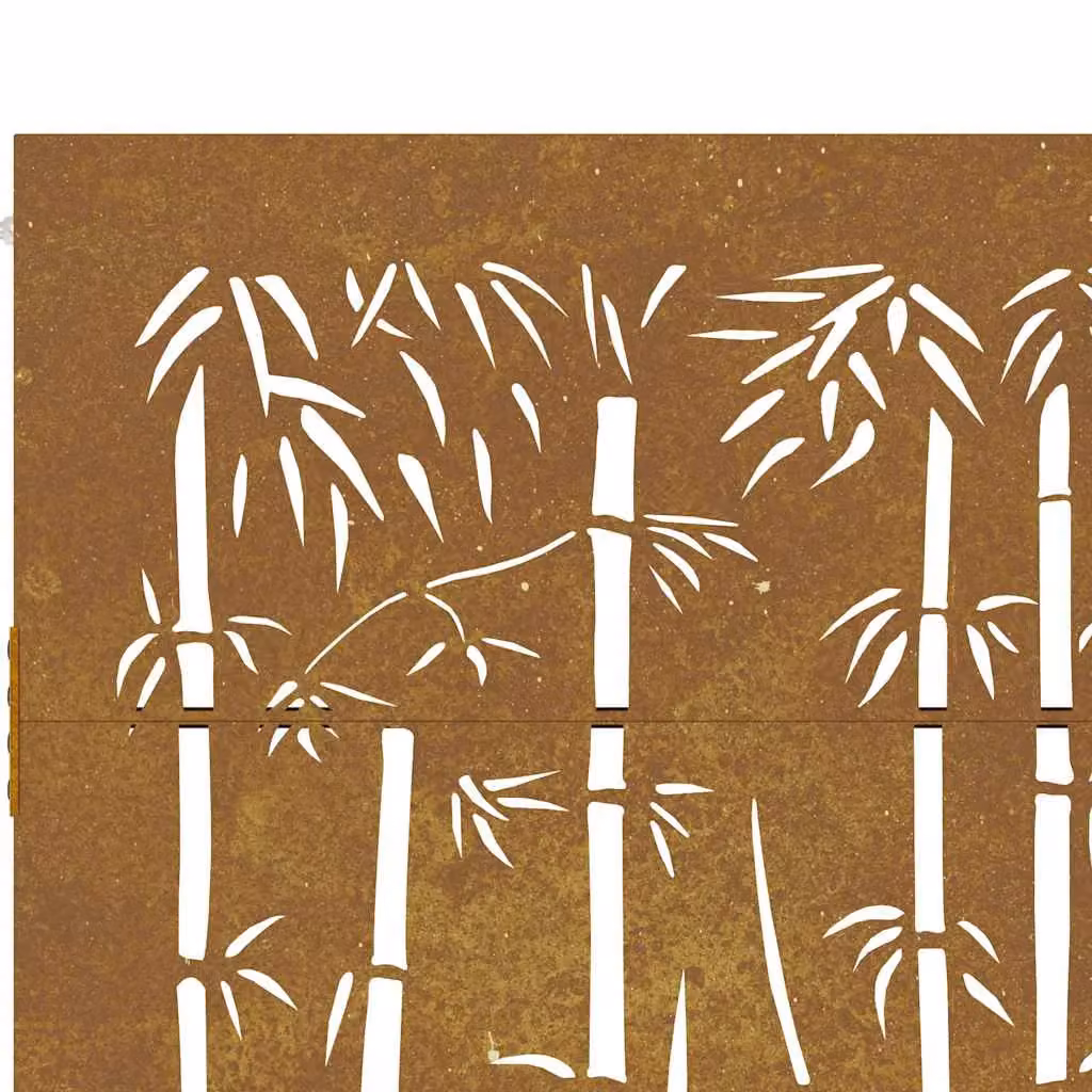 Berkfield Home Garden Gate in Brown Corten Steel with Bamboo Design, W: 85 cm, H: 150 cm – 4