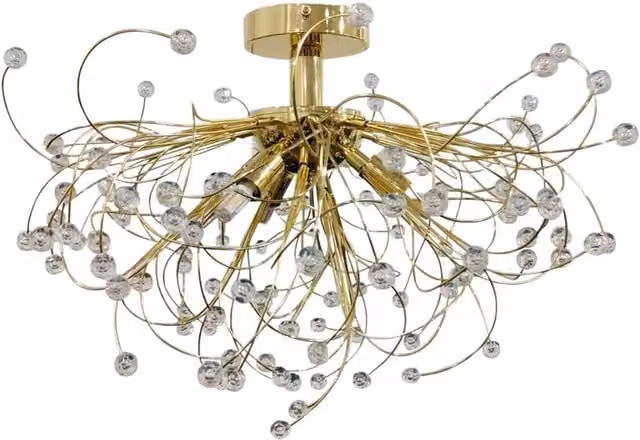 First Choice Lighting Burst Modern Gold and Brass Ceiling Light with Transparent Crystal Accents, W/D/H: 30.5 x 30.5 x 30.5 cm – 1