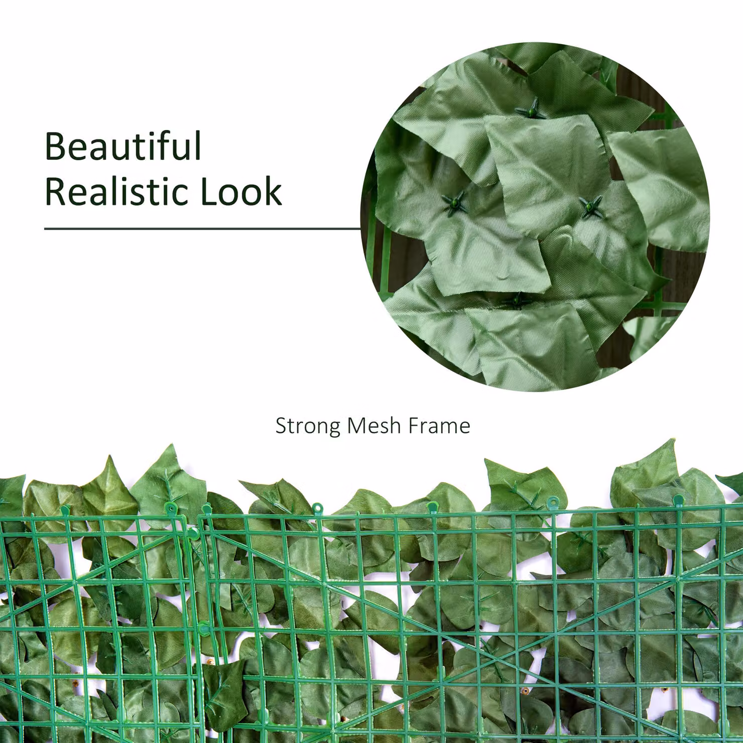 Outsunny 2-Piece Artificial Leaf Hedge Privacy Fence Screen, Dark Green, W: 300 cm, H: 100 cm – 5