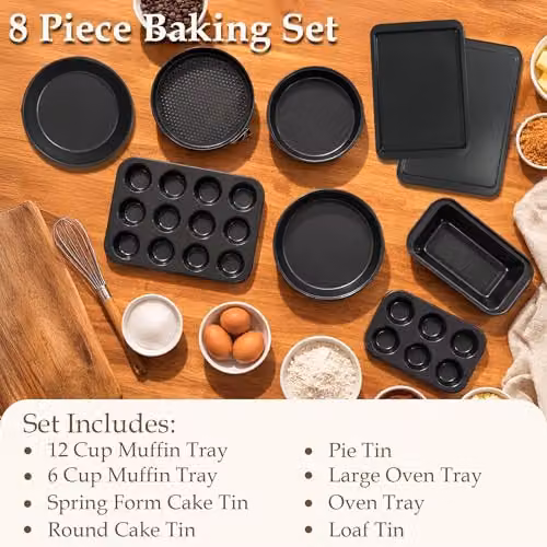 Carter & Clay 8 Piece Non-Stick Steel Baking Set in Grey – 2