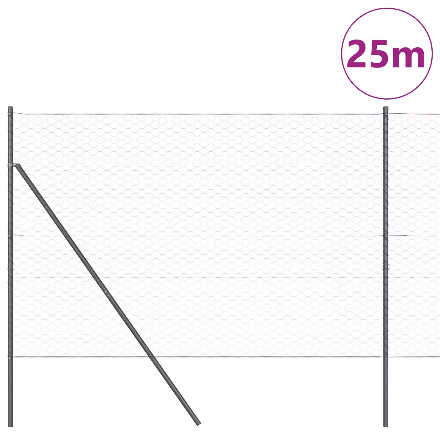Berkfield Home Set of 2 Grey Galvanised Steel Wire Mesh Fencing Rolls, H: 1.5 m x W: 25 m – 3
