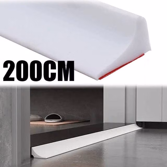 FLAVORA White Self-Adhesive Waterproof Shower Door Threshold Strip Seal, Width: 180 cm, Height: 180 cm – 1