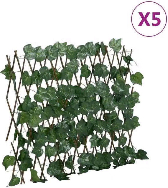 Berkfield Home Artificial Grape Leaf Trellis, Green, 5 Pieces, W: 60 cm, H: 190 cm – 1