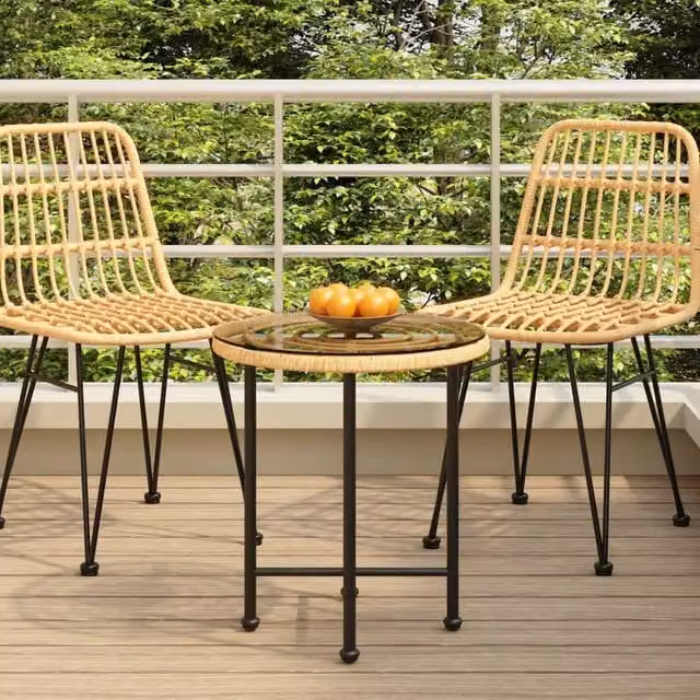 Berkfield Home Modern Dining Table with Brown Tempered Glass and Steel, Diameter: 50 cm – 1