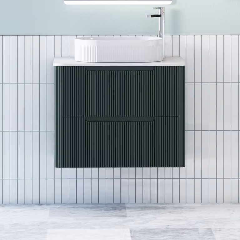 Royal Bathrooms Avenza Wall Hung Vanity Unit with Lyon Basin, Moss Green and White, 800mm Depth