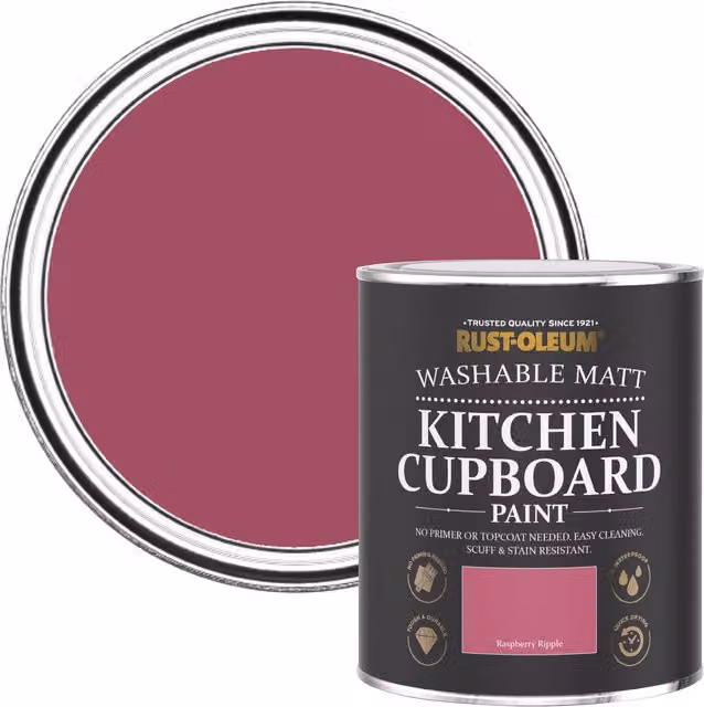 Rust-Oleum Raspberry Ripple Pink Kitchen Cupboard Paint, Matt Finish, 750ml – 1