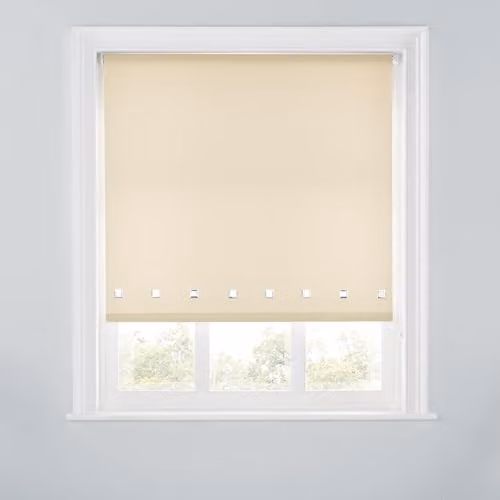 A.Unique Home Trimmable Square Eyelet Roller Blind, Beige, W: 180 cm, H: 170 cm