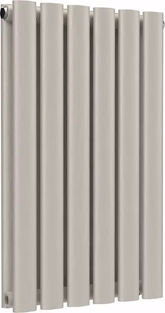 Lux Heat Oval Horizontal Double Radiator in Dune Grey, W: 60 cm, H: 36 cm