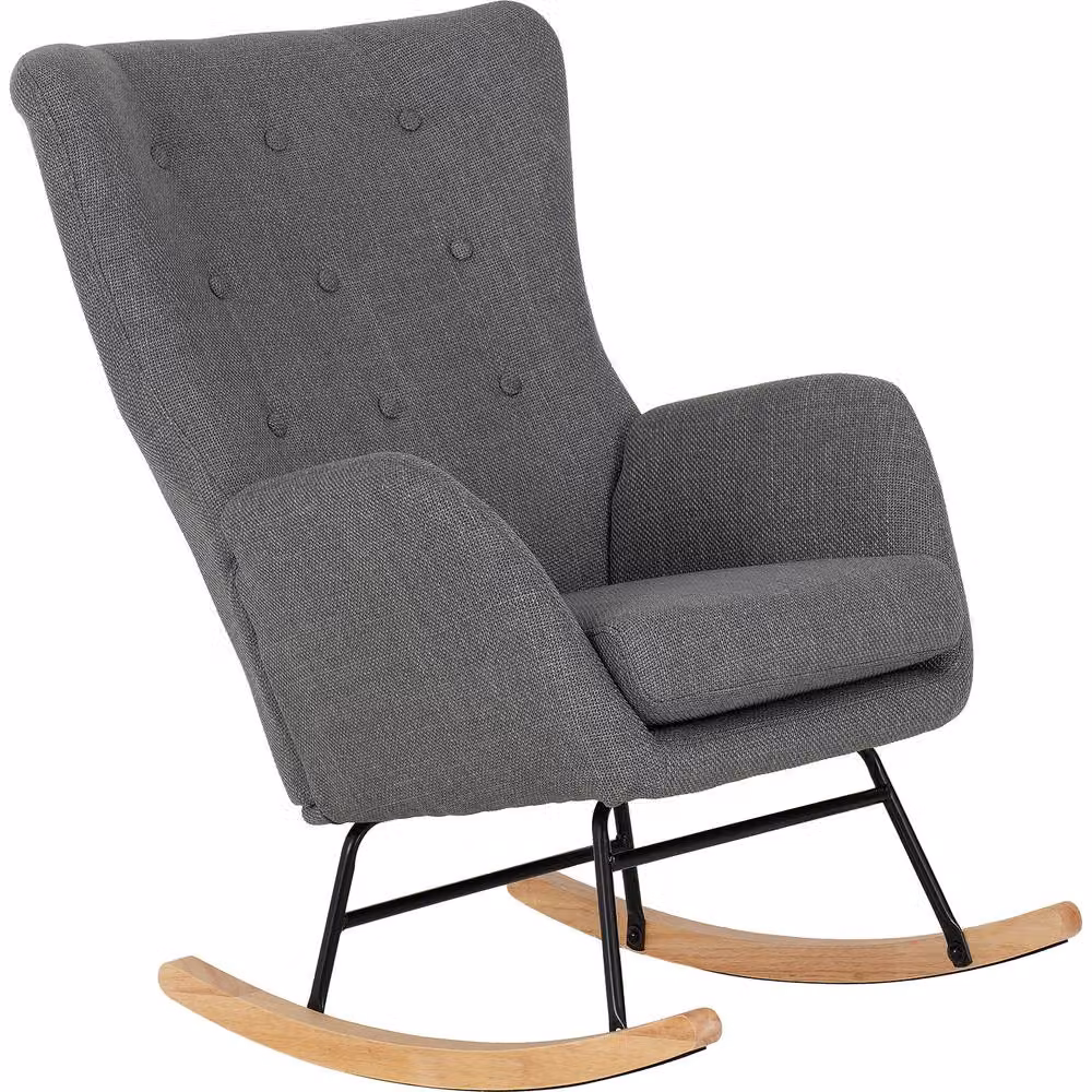 Seconique Hayden Modern Fabric Rocking Chair in Grey and Black – 3