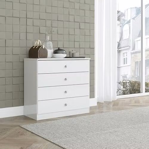 Seconique Denver 4 Drawer Chest in White Gloss – 1