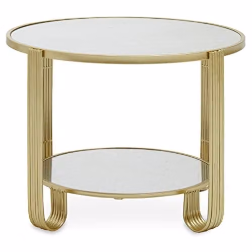Orsina Round Mirrored Top Side Table with Gold or Silver Frame, W63 x D63 x H42 cm