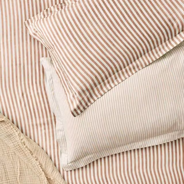 Yard Hebden Striped 100% Cotton Pillowcase Pair in Brown