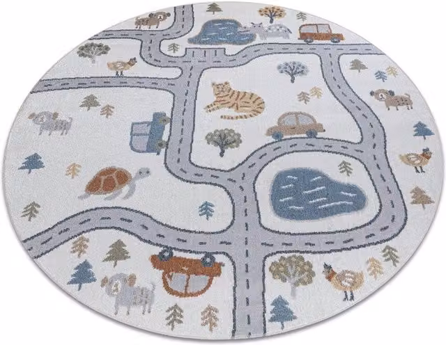 RugsX Bono Round Kids Motif Rug in Yellow and Multicolour, Diameter: 120 cm – 1