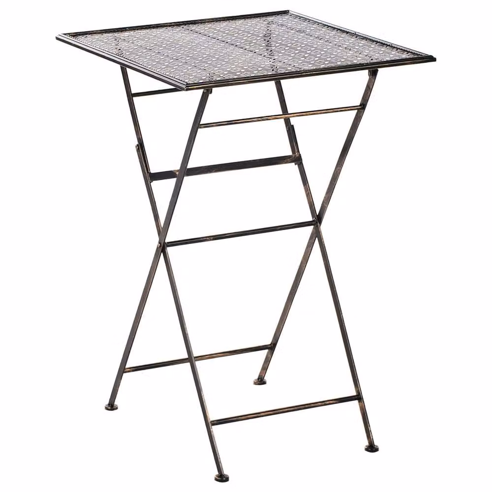 Wyld and Coco Vintage Foldable Garden Bar Table for Two in Black Metal, H 90 cm x W 60 cm x D 60 cm – 2