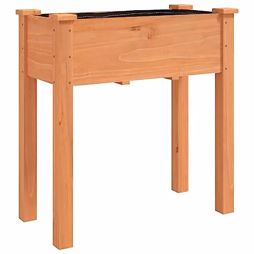 vidaXL Solid Wood Fir Planter with Liner, Brown, W: 71 cm, D: 37 cm, H: 76 cm – 1