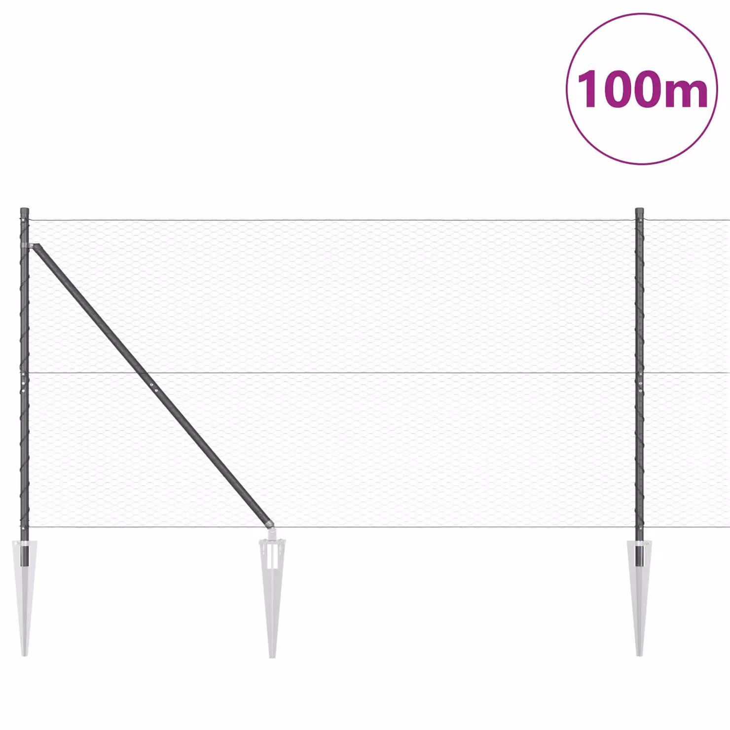 Berkfield Home Grey Steel Hexagon Fence, H: 140 cm x W: 100 m – 2