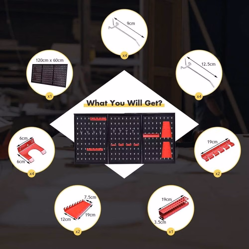 EONLION Pegboard Wall Organizer Kit in Black, W/H: 100 x 200 cm – 5