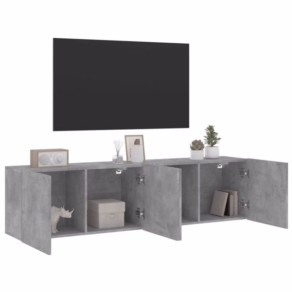 Berkfield Home Wall-mounted TV Cabinets, 2 Pieces, Concrete Grey, W: 80 cm, D: 30 cm, H: 41 cm – 3