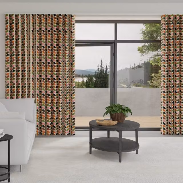 Orla Kiely Multi Stem Made to Measure Blackout Wave Curtains in Pink, Red and Multicolour