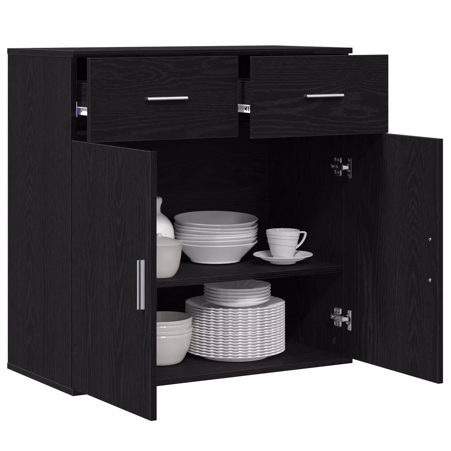 Berkfield Home Modern Black Oak Sideboard with Drawer and Shelf in Engineered Wood – 3