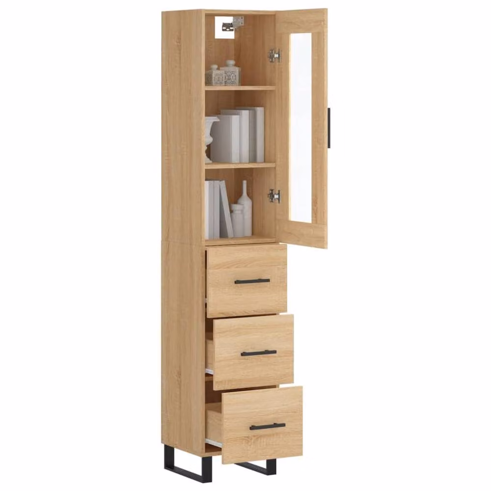 Berkfield Home Sonoma Oak Highboard in Light Brown, W/D/H: 34.5 x 34.5 x 180 cm – 3
