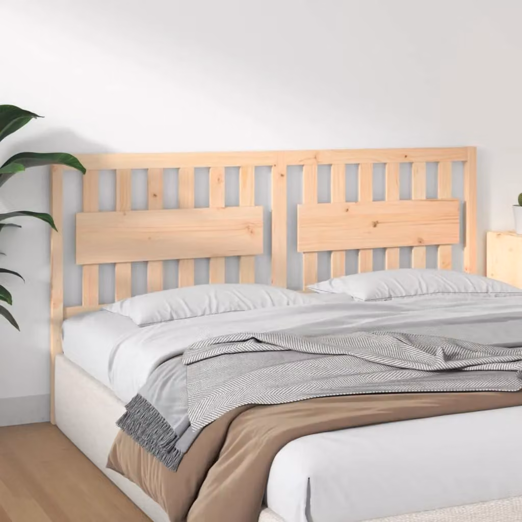 Berkfield Home Solid Wood Pine Bed Headboard in Brown, W: 185.5 cm, D: 4 cm, H: 100 cm – 1