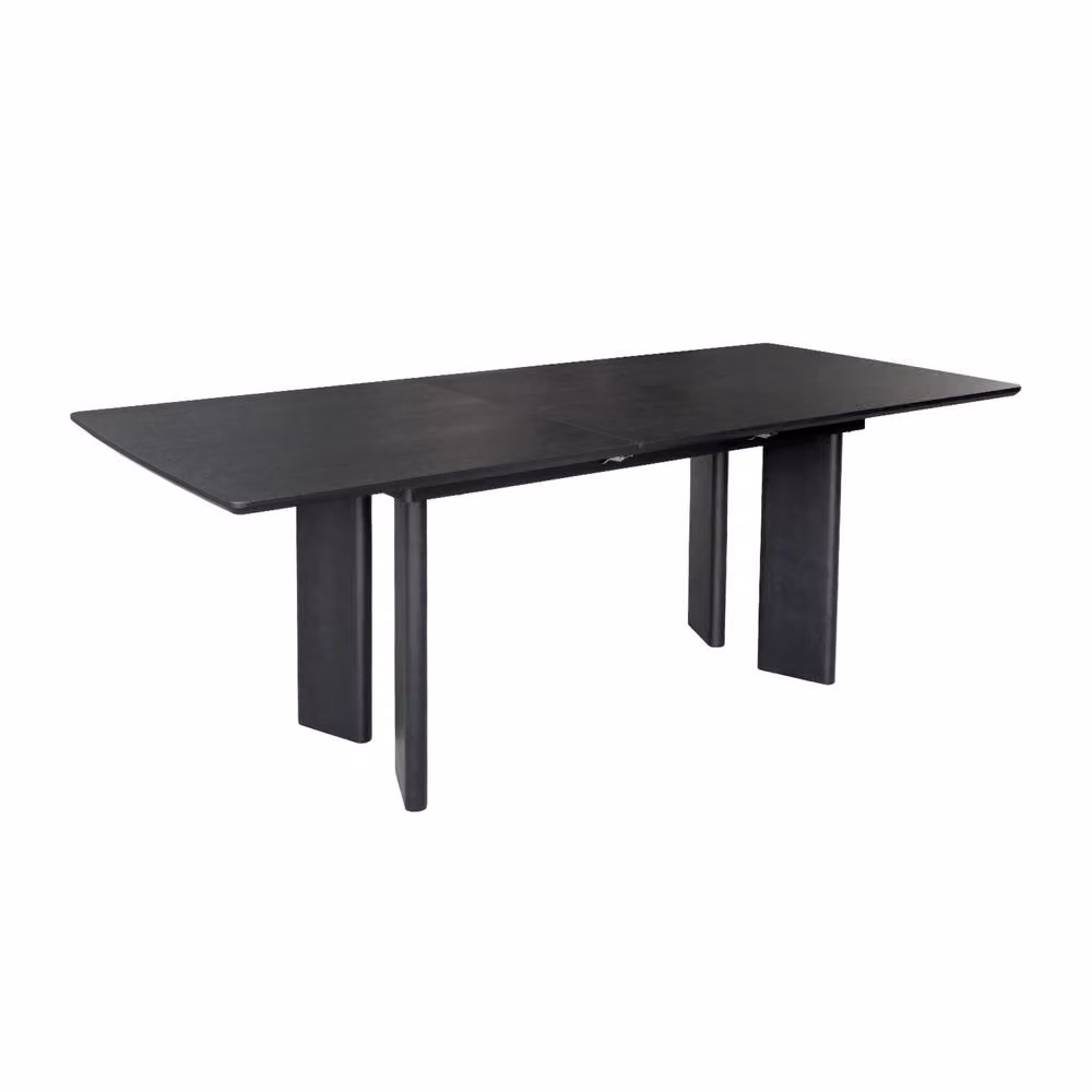 Sweek Black Rectangular Extendable Dining Table with Oak Veneer and Rubberwood, 6-8 Seater, W/D/H: 160 x 90 x 76 cm – 2