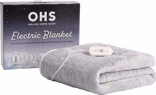 OHS Heated Electric Fleece Winter Throw in Charcoal Grey, W/D/H: 130 x 160 cm