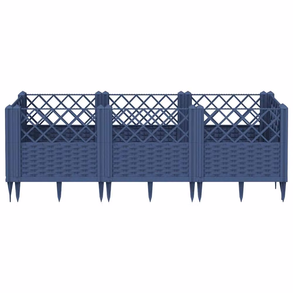Berkfield Home Garden Raised Bed Planter with Pegs in Blue and Grey, W: 123.5 cm, D: 43.5 cm, H: 43.5 cm – 3