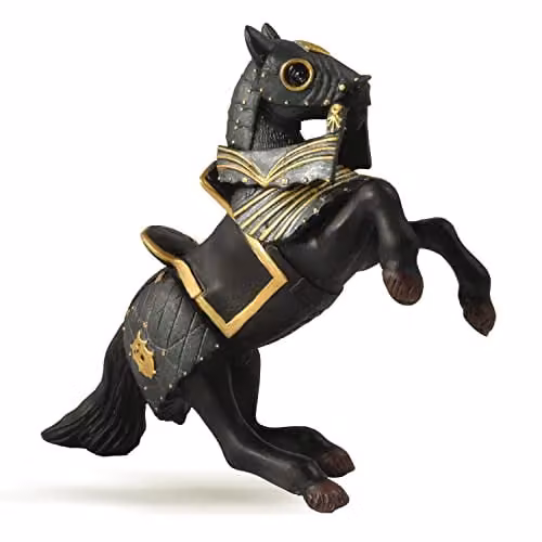 Papo Black Armoured Horse Figure from the Fantasy & Medieval Collection – 1