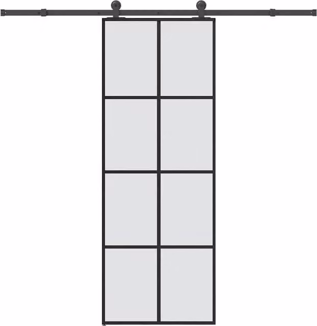 Berkfield Home Modern Sliding Door with Hardware Set, Black ESG Glass and Aluminium, W: 76 cm, H: 205 cm