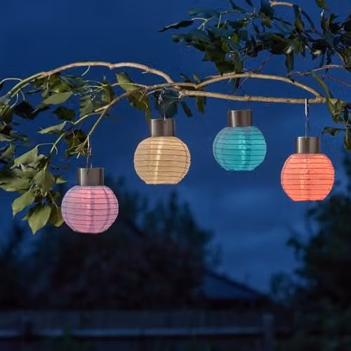 mysmartbuy Set of 4 Solar Powered Multicolour Chinese Style LED Garden Lanterns, H11 x W10 x D10 cm – 1