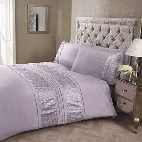 Rapport Home Aurora Polycotton Floral Duvet Cover and Pillowcase Set in Purple and Gold, 200 x 200 cm
