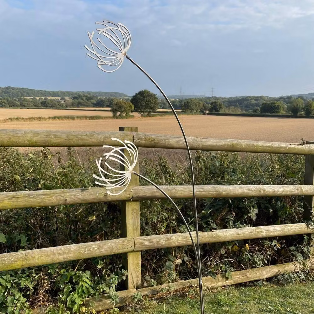 Poppyforge Clematis Garden Art, Brown Metal Floral Sculpture, W37 x H133 cm – 2