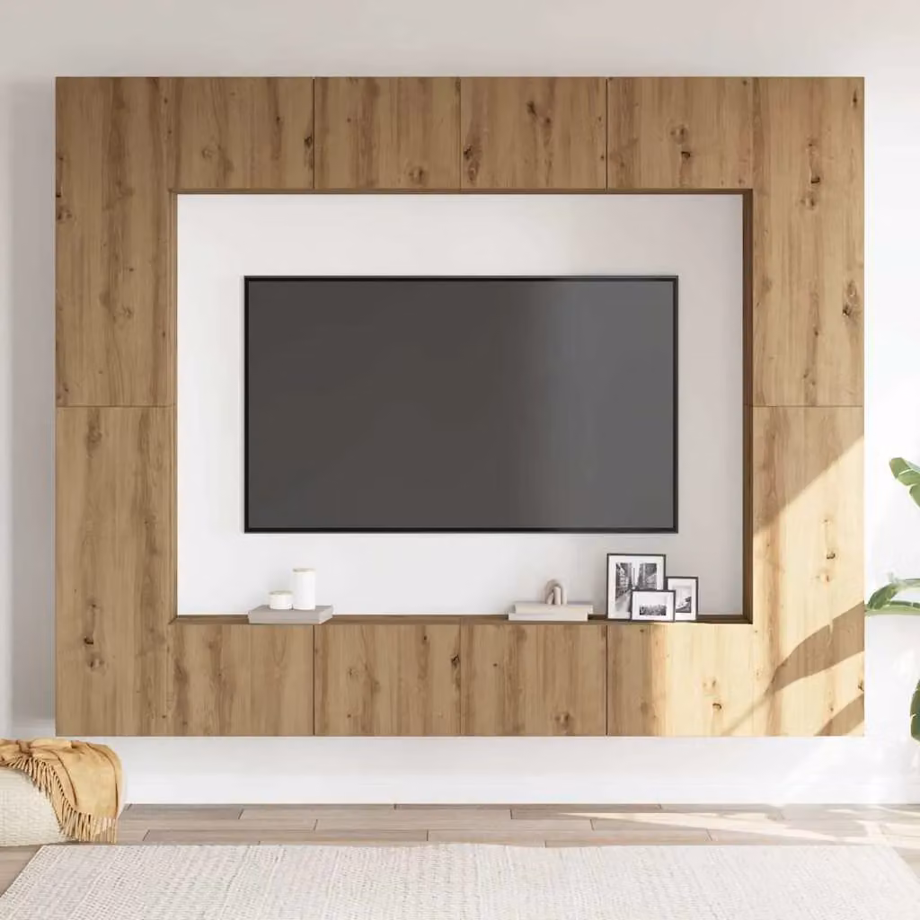 Berkfield Home Artisan Oak Wall Mounted TV Cabinet Doors, 8 Piece Set in Brown – 2
