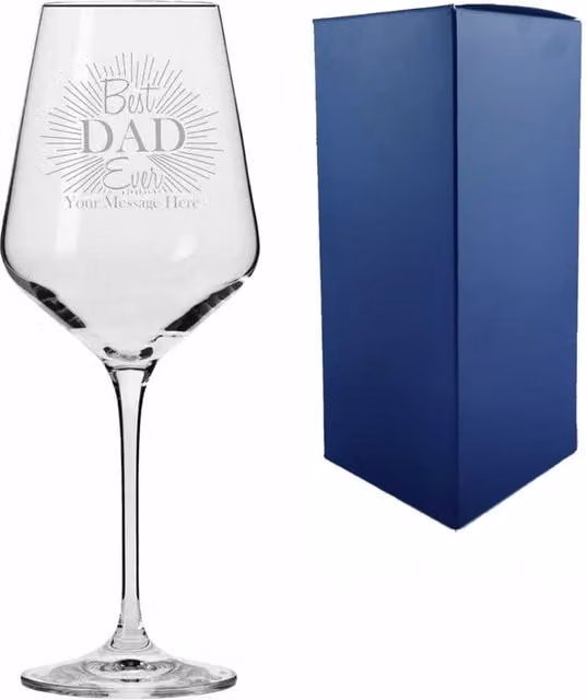 Uniqueful Personalised Best Dad Ever Infinity Wine Glass, 390ml, Clear