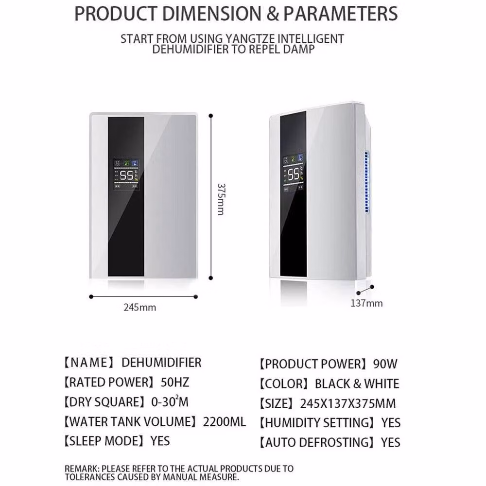 FLAVORA 90W Portable Dehumidifier with 2.2L Capacity in White, W/D/H: 100 x 100 x 100 cm – 2