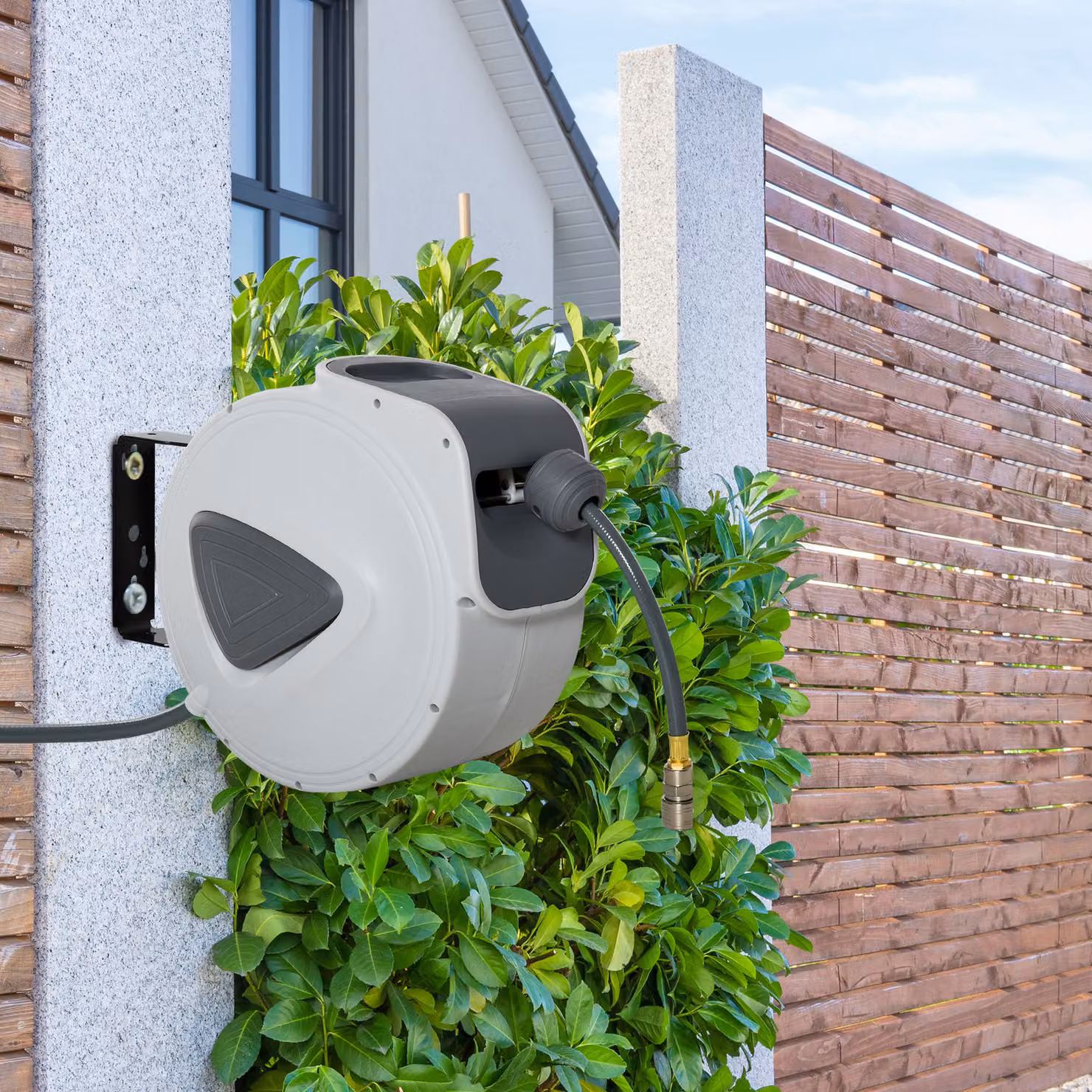 DURHAND Retractable Wall Mounted Air Hose Reel with 15m Hose and 140cm Extension, 3/8 inch Diameter and 1/4 inch BSP Connector – 7