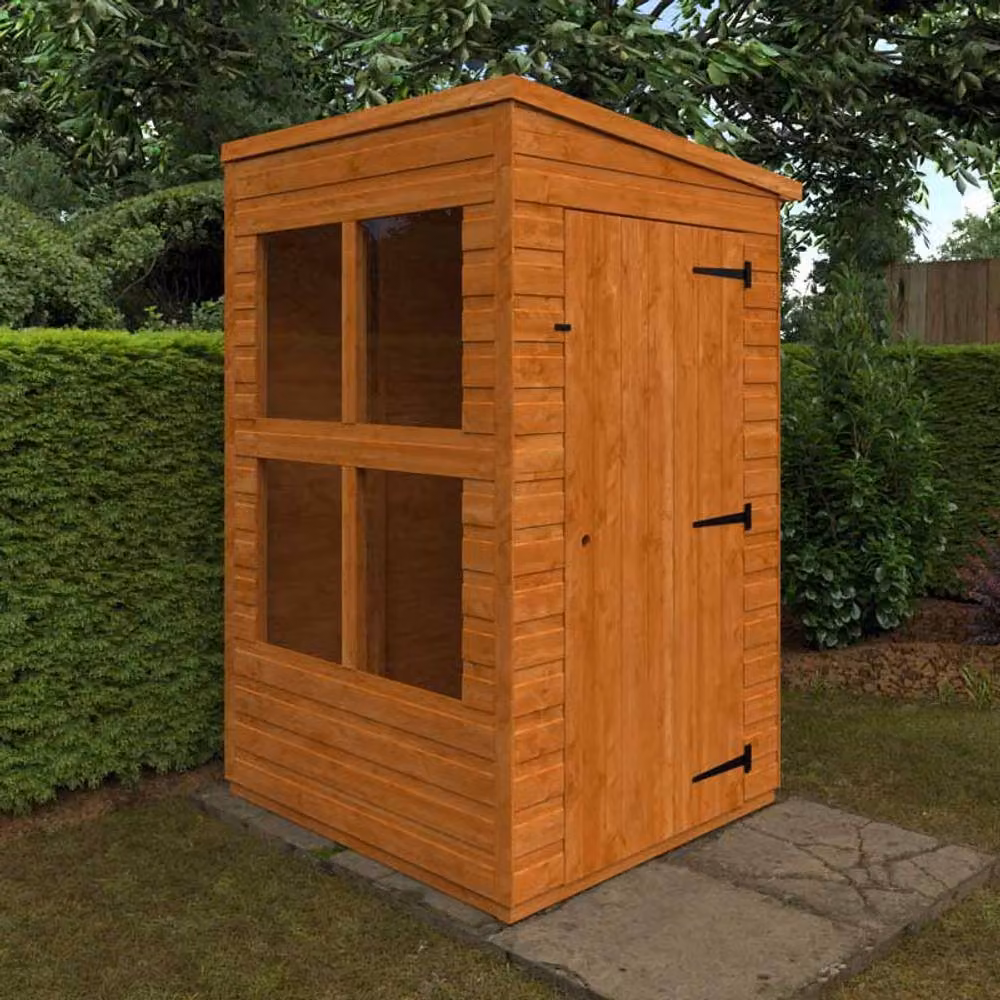 Buttercup Farm 4x4 Flex Pent Summerhouse Garden Sunroom in Burnt Orange and Grey, 12mm Wood Panels, W/D/H: 120 x 115 x 203 cm – 2