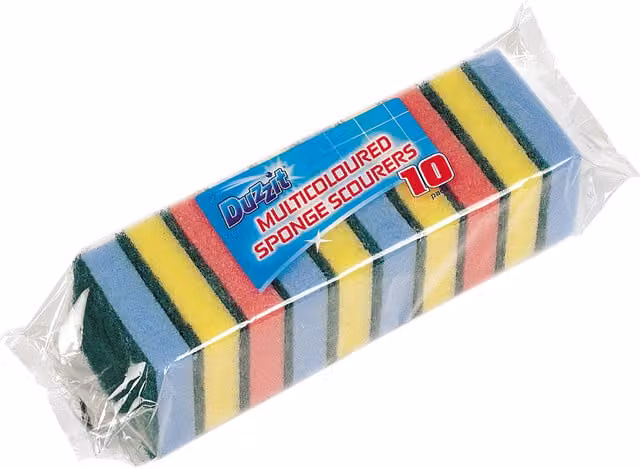 Pack of 10 Multicolour and White Sponge Scourers
