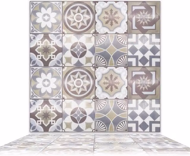 WALPLUS 32 Pack Grey 3D Geometric Tile Look Adhesive Stickers, W/D/H: 15.4 x 15.4 x 15.4 cm