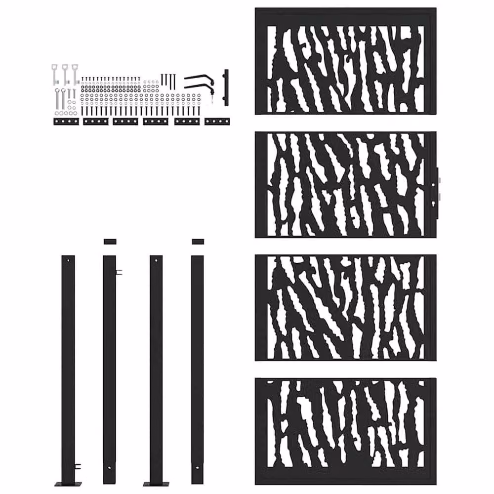 Berkfield Home Black Steel Garden Gate, W: 105 cm, H: 205 cm – 4